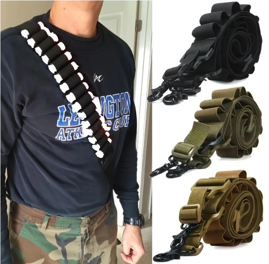 2-Point Adjustable Rifle Sling with Ammo Holder & Quick-Release Hooks