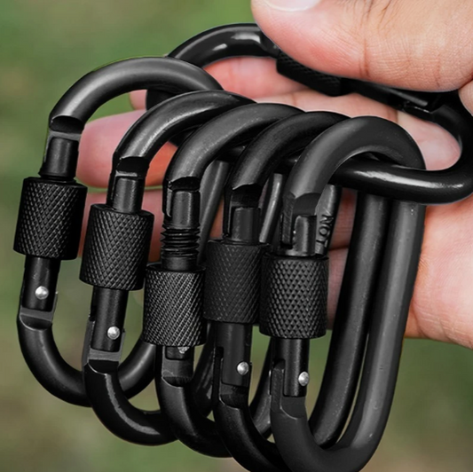 4pcs Black Aluminum Heavy Duty D-Shaped Keychain