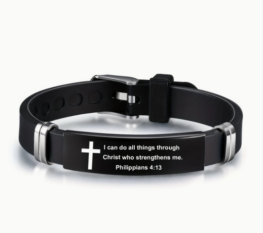 ADJUSTABLE MEN'S STAINLESS STEEL BRACELET: PHILLIPPIANS 4:13